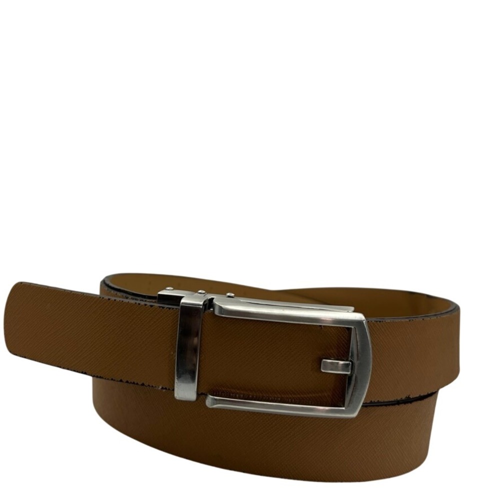 Comfort Click Mens Ratchet Belt Tan Brown Leather Adjustable Silver Buckle 46.5